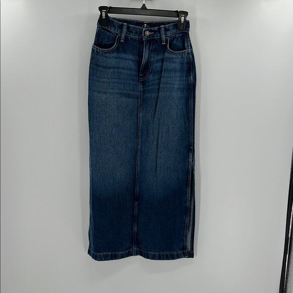 7 for all Mankind Women's Midi Denim Skirt - Wayne - 23 - New with tags - Picture 1 of 10